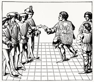Mode und Manieren des Königs der Waffen, aus den Tournois du roy Rene, geschrieben und graviert von Paul Lacroix, 1878