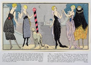 Modedesigns von Jacques Doucet (1853-1929) und dem Haus Worth aus Les Elegances Parisiennes, Winter 1920-21 von French School