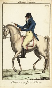 Modischer junger Mann oder Incroyable zu Pferd von French School