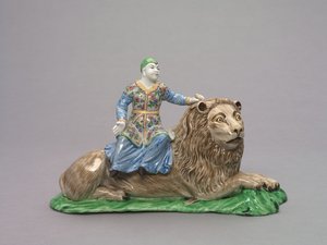 Figur auf einem Löwen sitzend, um 1750 von French School