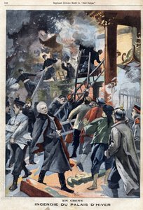 Brand des Winterpalastes in Peking, China, in „Le Petit Parisien“ am 5.05.1901 (Gravur) von French School