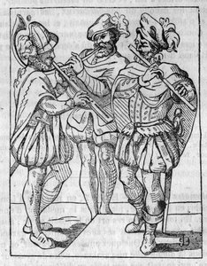 Flöten- und Trompetenspieler im 16. Jahrhundert. von French School