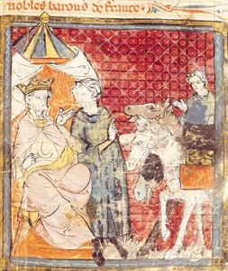 Fol.133r Roland verabschiedet sich von Karl dem Großen (742-814), Grandes Chroniques de France, 1375-79 von French School