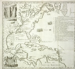 Faltkarte der nordamerikanischen Atlantikküste, 1714