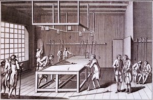 Form des Billards, gespielt in Frankreich, Mitte des 18. Jahrhunderts von French School