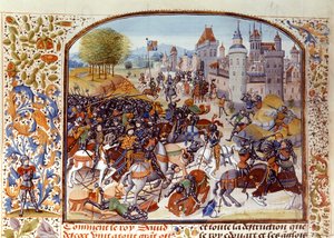 Schlacht von Nevilles Cross aus dem Hundertjährigen Krieg 1346, aus Froissarts Chronik