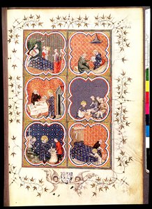 Sechs Szenen aus dem Leben von Saint Louis (1215-70), aus den Grandes Chroniques de France, 1375-79