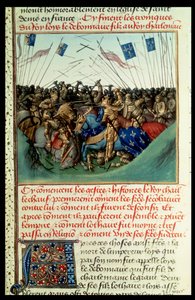 Lothar I (795-855), Kaiser des Westens, im Kampf mit seinen Brüdern Ludwig dem Deutschen (ca. 804-76) und Karl dem Kahlen (823-77) in Fontenoy en Puisaye im Jahr 841 von French School