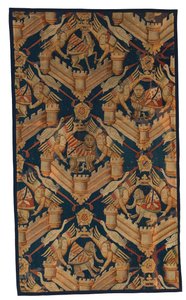 Fragment eines heraldischen Wandteppichs, Darstellung der Wappen von Beaufort, Turenne und Comminges, hergestellt in Paris oder Arras von French School