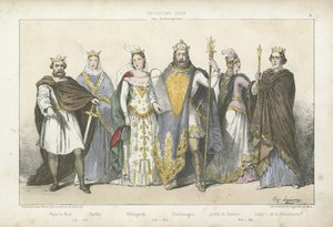 Fränkische Könige und Königinnen der Karolingischen Dynastie von French School
