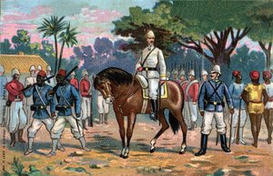 Französische Expedition nach Dahomey: Französischer General Alfred Amedee Dodds (1842-1922) nach Benin (Dahomey) im Jahr 1892 von French School