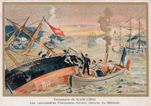 Französische Kanonenboote bei Paknam, Siam von French School
