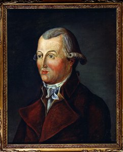 Französische Revolution: „Porträt des Buchhändlers und Herausgebers des Journal de Versailles Blaizot, der die Berichte der États Généraux veröffentlichte“ Gemälde der französischen Schule. 18. Jahrhundert von French School