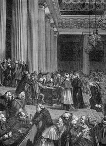 Französische Revolution: Abschaffung der Privilegien in der Nationalversammlung 1789 (Gravur) von French School