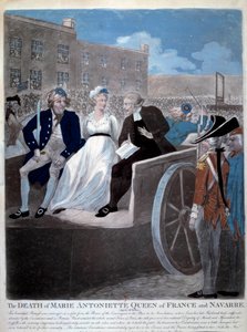 Französische Revolution: Die Königin von Frankreich Marie Antoinette (1755-1793) wird zur Guillotine gebracht. Gravur von 1793. Paris, Bibliothek des Arsenal