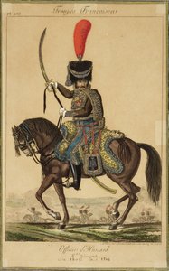 Französische Truppen: Ein Offizier der Husaren, von 1806 bis 1814, veröffentlicht von Martinet Libraire, Paris von French School
