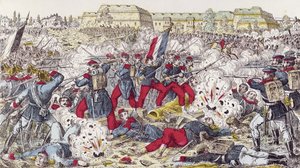 Französische Truppen von der preußischen Armee bei der Schlacht von Sedan eingekreist, 31. August 1870 von French School