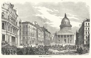 Französische Truppen greifen Aufständische an, die das Pantheon besetzen, Paris, 24. Juni 1848 von French School