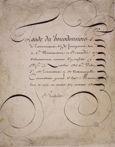 Französische Kalligraphie: Brief der Rechnungskammer von Louis Barbedor um 1640. von French School