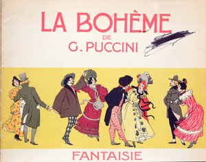 Frontispiz des Partiturblatts für La Bohème von Puccini, frühes zwanzigstes Jahrhundert von French School