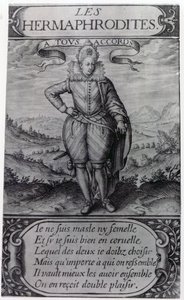 Frontispiz zu Les Hermaphrodites von Thomas Artus, 1605 von French School