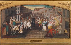 Spaß und Spiele in den Straßen von Paris - Rue St. Antoine (Gemälde auf Leinwand)