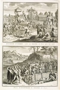 Begräbnisriten und die Art der Bestattung von Herren nach ihrem Tod in Peru, Illustration aus Religiöse Zeremonien und Bräuche, graviert von Bernard Picart (1673-1733) 1722 von French School
