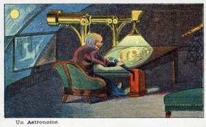 Futuredays: Eine Vision des 19. Jahrhunderts vom Jahr 2000 Serie: Ein Astronom (arbeitet mit einem speziellen Teleskop) von French School