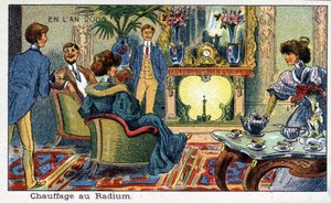 Zukunftstage: Eine Vision des 19. Jahrhunderts vom Jahr 2000 Serie: Radiumheizung. Chromolithographie von Villemard von French School