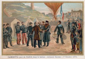 Gambetta verlässt Paris im Heißluftballon Armand-Barbes von French School