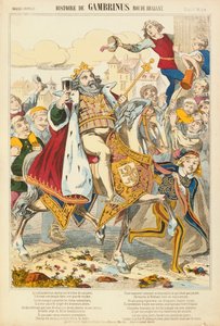 Gambriunus, legendärer König von Flandern, Flugblatt veröffentlicht von Verlag Haguenthal, Pont-a-Mousson, 1860