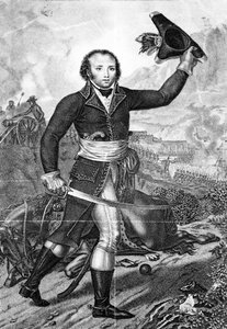 General Alexandre Dumas in französischer Republikaneruniform auf dem Schlachtfeld, ca. 1797 von French School