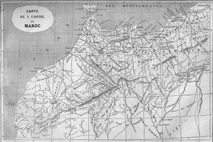Geografische Karte des Reiches Marokko im Jahr 859. Gravur in „Le Monde Illustré“ Nr. 129 vom 1. Oktober 1859.