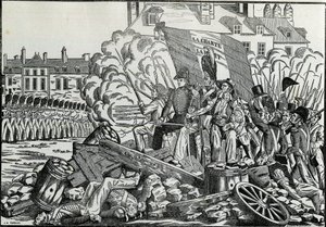 Ruhmreiche und denkwürdige Kämpfe im Juli 1830 im Pariser Rathausviertel - Revolution von 1830 - Die Kämpfe in den Julitagen 1830 in Paris von French School