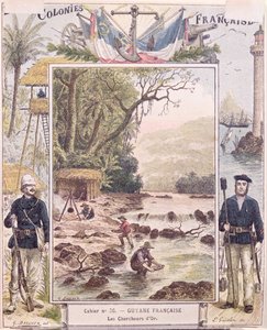Goldgräber in Französisch-Guayana, Umschlag eines Schulheftes, ca. 1880 von French School