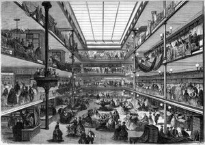 Große Pariser Kaufhäuser; Innenansicht der Geschäfte der Stadt Saint Denis, Rue du Faubourg Saint Honoré, Paris von French School