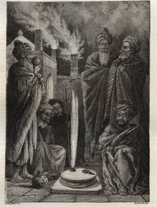 Guebre (oder Zoroastrier) bei Baku (Baku, Aserbaidschan) - Feueranbeter - Neue Nationale Enzyklopädie von Maurice La Charest - 1870 von French School