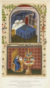 Guillaume De Lorris Endormi Et Songeant, Jean De Meun Continuant Le Roman De La Rose von French School