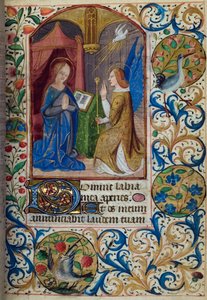 H/L-3-3 fol. 26r Die Verkündigung, aus dem Stundenbuch, Gebrauch von Paris, Mitte des 15. Jahrhunderts