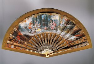 Handfächer mit Freiluft-Frühstücksszene