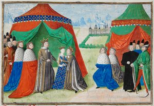 Richard II. trifft seine Kindbraut, Isabel von Frankreich, aus den Froissart-Chroniken