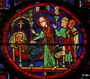 Heilung von Tetradius, Szene aus dem Leben des Hl. Martin, Kathedrale von Chartres von French School