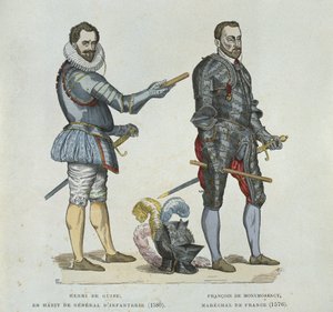 Henri von Guise (1549-88) und Francois de Montmorency (1530-79), aus einem Stich der Zeit
