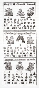 Hieroglyphische Zeichen in einem Almanach von French School
