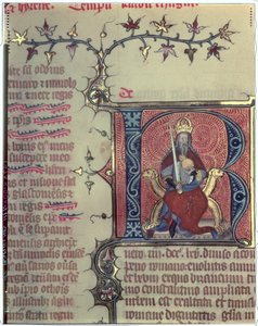 Historiierte Initiale R, die Kaiser Karl den Großen (742-814) darstellt von French School