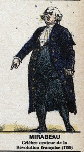 Honoré Gabriel Riqueti, Graf von Mirabeau (1749-1791), französischer Politiker. In „Galerie der Könige und Königinnen von Frankreich und berühmter Persönlichkeiten von 1643 bis 1895“ Bild von Epinal. von French School