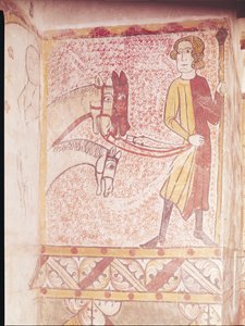 Reiter hält die Zügel von drei Pferden, von der Nordwand, um 1265 von French School