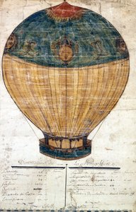 Heißluftballon der Brüder Montgolfier. Originalzeichnung. 1782 von French School