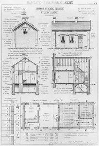 Arbeiterhäuser in Anzin, Tafel 9 aus Les habitations ouvrieres en tous pays, Situation en 1878, Avenir von Emile Muller und Emile Cacheux, Paris, veröffentlicht 1879