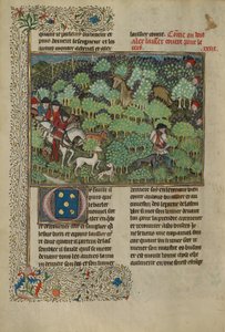 Jäger verfolgen einen Hirsch, ca. 1430-40 von French School